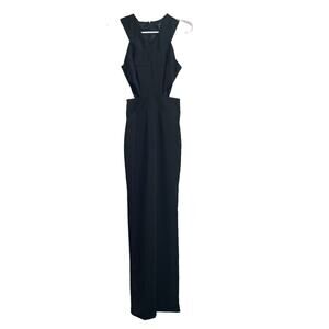 Women's AQ/AQ Sandy Black Sleeveless Fitted Cutout Maxi Evening Party Dress sz 0